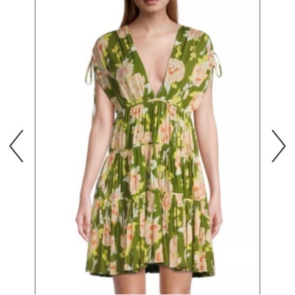 Rebecca Taylor green cream flower maxi dress - Picture 3 of 11